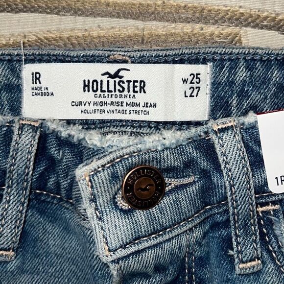 Hollister Curvy High-Rise Mom Jean Distressed Denim NEW Sz 25 1R - Picture 3 of 7